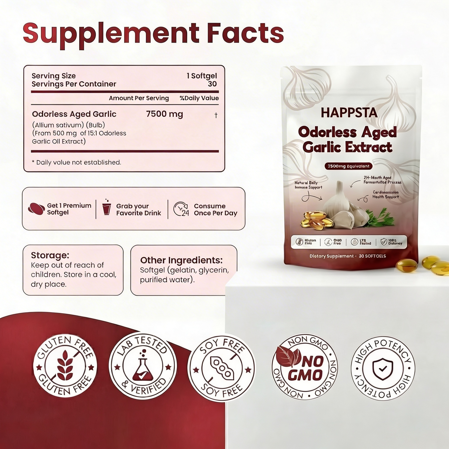 AGED GARLIC EXTRACT - 7500MG ODORLESS SOFTGELS